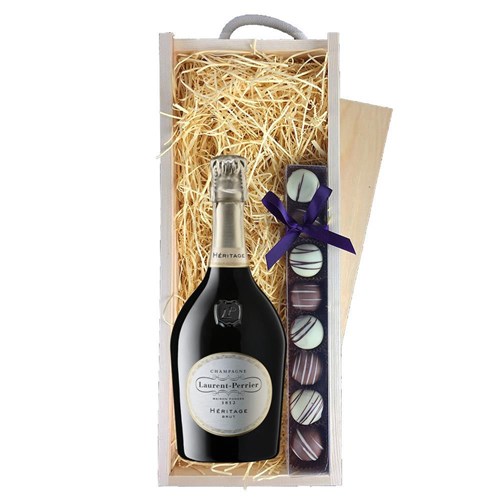 Laurent Perrier Heritage MV Champagne 75cl & Truffles, Wooden Box
